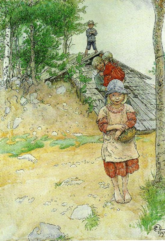 Carl Larsson vid kallaren oil painting image